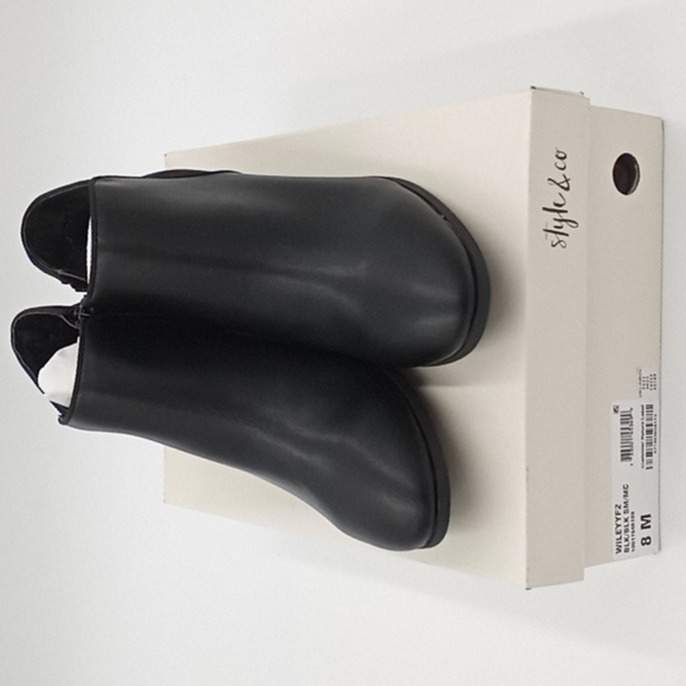 Style & Co.‎ Wileyy Ankle Booties Black Smooth Microsuede 8M